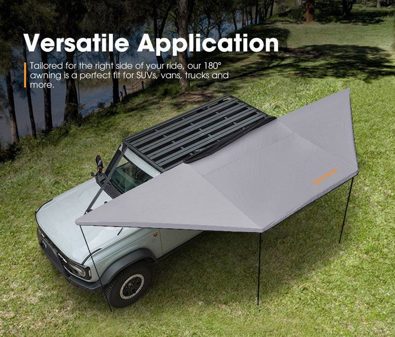 San Hima 180 Degree Awning With Side Wall Car Privacy Screens