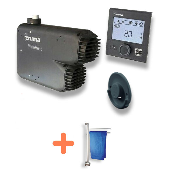 Truma VarioHeat Eco Gas Heater With BLACK Wall Cowl + Blown Air Outlet & Towel Rail