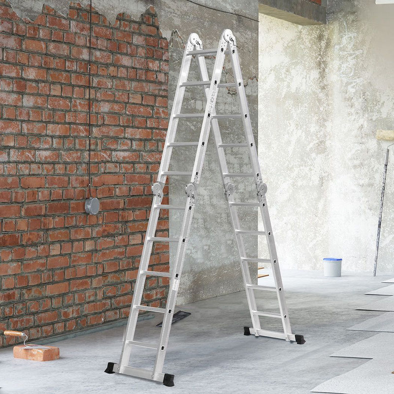 Traderight Multi Purpose Ladder Aluminium Folding Platform Extension Step 5.7m