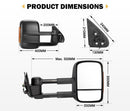 Pair Extendable Towing Mirrors Gen1 for Toyota HILUX 2015-ON N80 Black