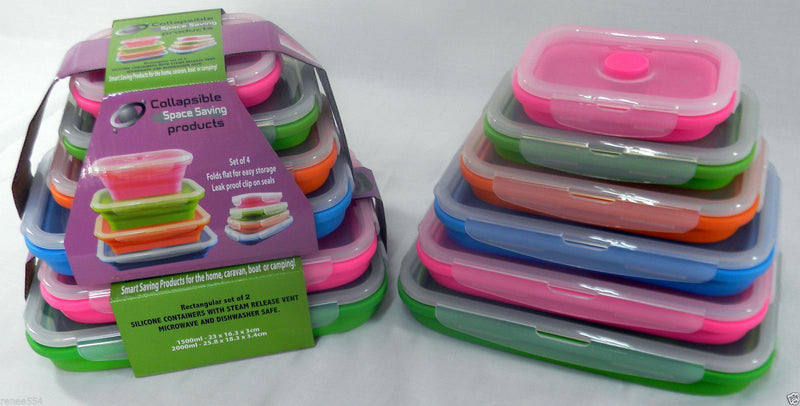 Silicone Rectangle Storage Containers Caravan - Set of 6