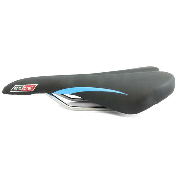 Endzone Slim Vinyl Bike Seat/Saddle with Comfort Foam and Clamp Black/Blue