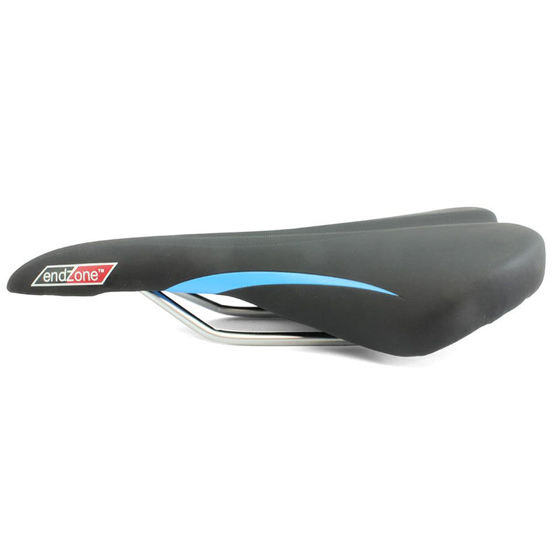 Endzone Slim Vinyl Bike Seat/Saddle with Comfort Foam and Clamp Black/Blue