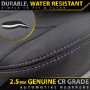 Ford Ranger T6.2 XL, XLS & Black Edition Neoprene 2x Front Row Seat Covers