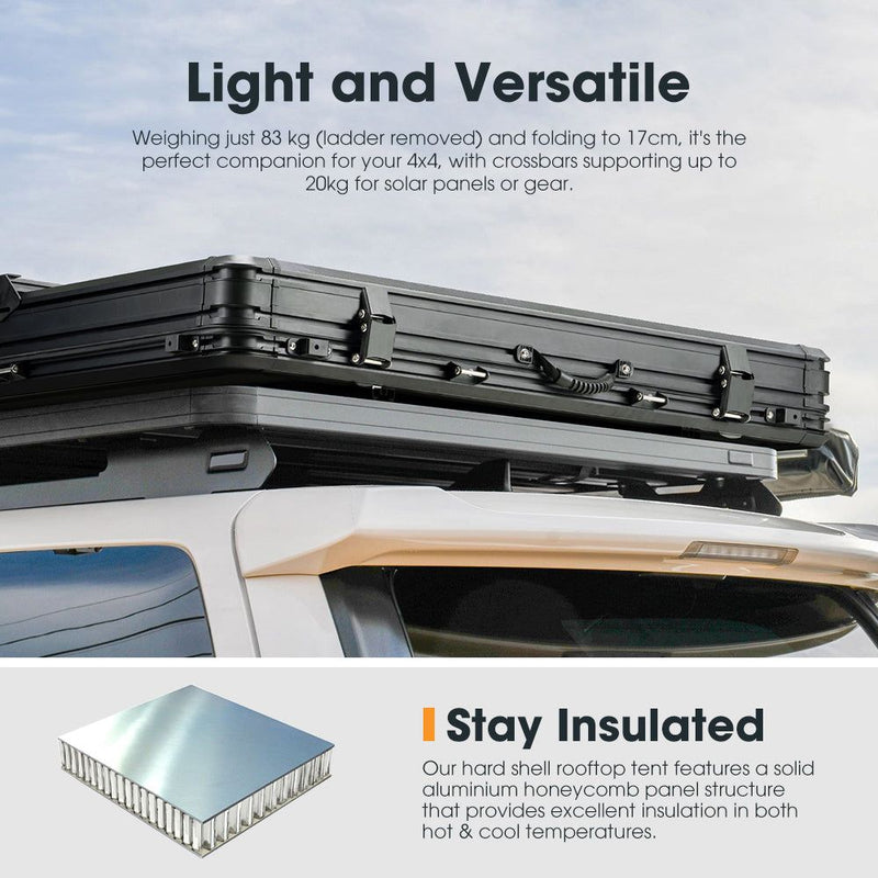 San Hima Kalbarri X Rooftop Tent Hardshell With Ladder 4x4 + 130W Solar Panel