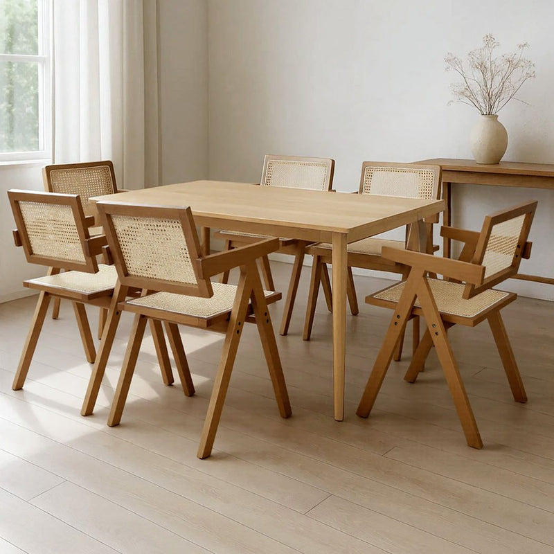 Levede 6x Armchair Dining Chair Wicker Wooden Chairs Rattan Accent Lounge Seat