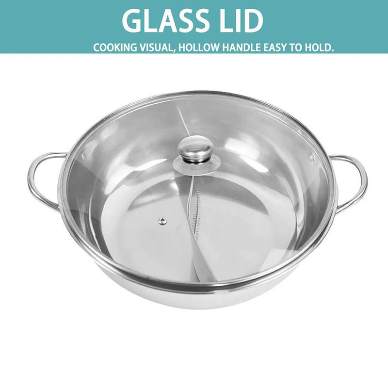 Toque Stainless-Steel 36cm Twin Mandarin Duck Hot Pot Induction Cookware W/Lid