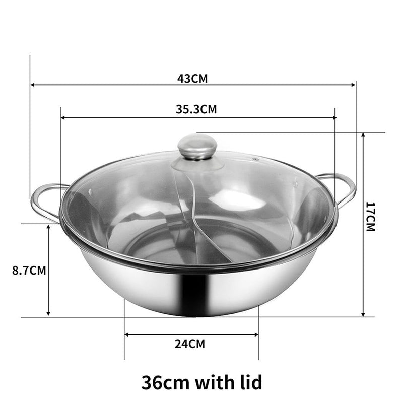 Toque Stainless-Steel 36cm Twin Mandarin Duck Hot Pot Induction Cookware W/Lid