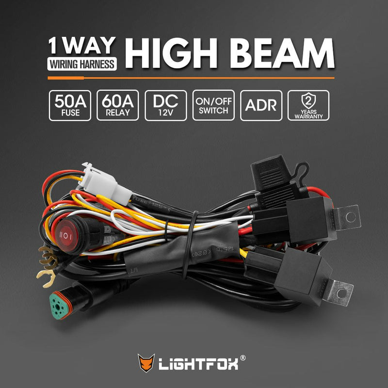 Lightfox High Beam Wiring Harness with DT 3-Pin Connector For LED Pod Light