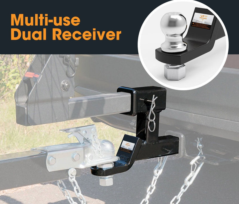 San Hima Dual Hitch Ball Mount Tow Bar Trailer 4WD Car Bike Rack Boat