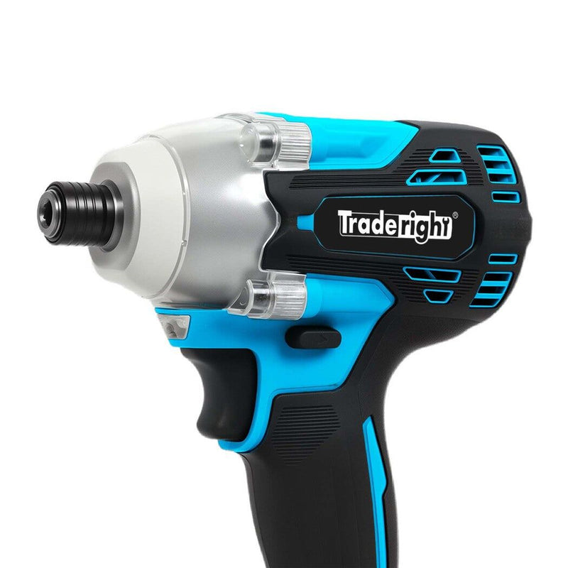 Traderight 21V Cordless Brushless Impact Driver 2 Battery 1/4" Electric Wrench