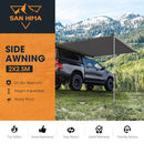 San Hima Car Side Awning 2x2.5m Pull-out Telescoping Poles Waterproof Camping