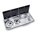 Dometic MO 9722R Two-burner hob and sink combination with glass lid, 760 x 325 mm