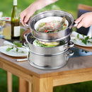 Toque Stainless-Steel Steamer Meat Vegetable Cookware Hot Pot Kitchen 3 Tier
