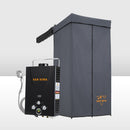 San Hima Shower Awning Tent Instant Ensuite Fold-Out & 8L Gas Hot Water Heater
