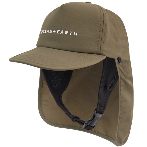 Ocean & Earth Bingin Strapback Adjustable Cap with Flap and Chin Strap - Olive