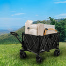 Lambu Folding Trolley Wagon Cart Outdoor Camping Shopping Beach Cart Black