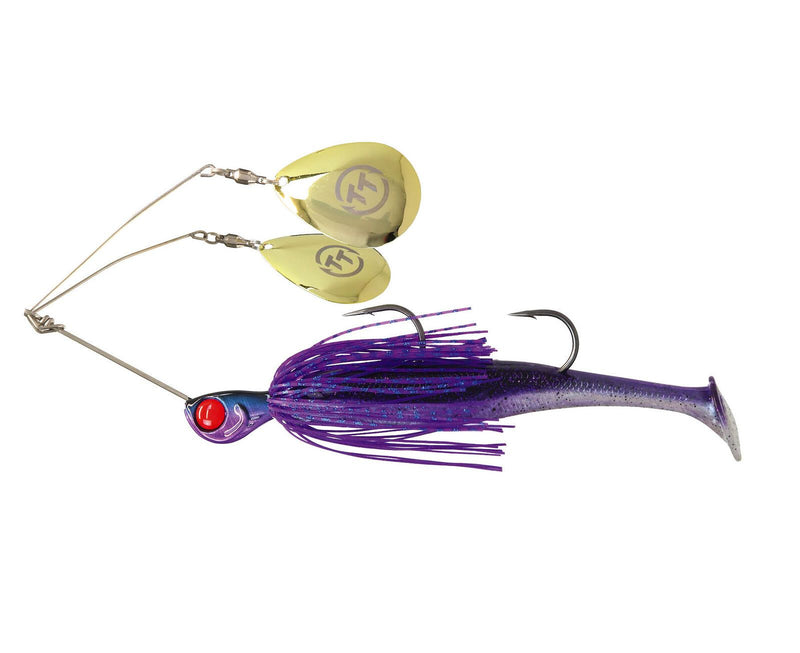 TT Lures 3/4oz Tornado+ Twin Spin Rigged Spinnerbait Lure - PURPLE DEMON