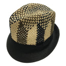 3 Tone Lattice Weave Paper Straw Trilby Hat - M 57cm (Fedora Trim Summer Sun Cap)