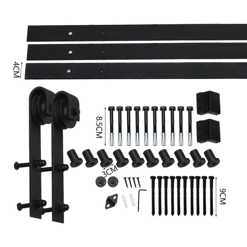3.66m Antique Classic Style Double Sliding Barn Door Hardware Track Roller Kit