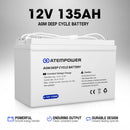 135AH 12V AGM Battery AMP Lead Acid SLA Deep Cycle Battery Dual Solar Power