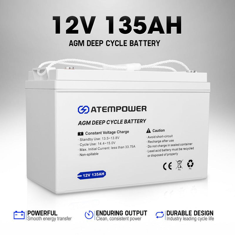 135AH 12V AGM Battery AMP Lead Acid SLA Deep Cycle Battery Dual Solar Power