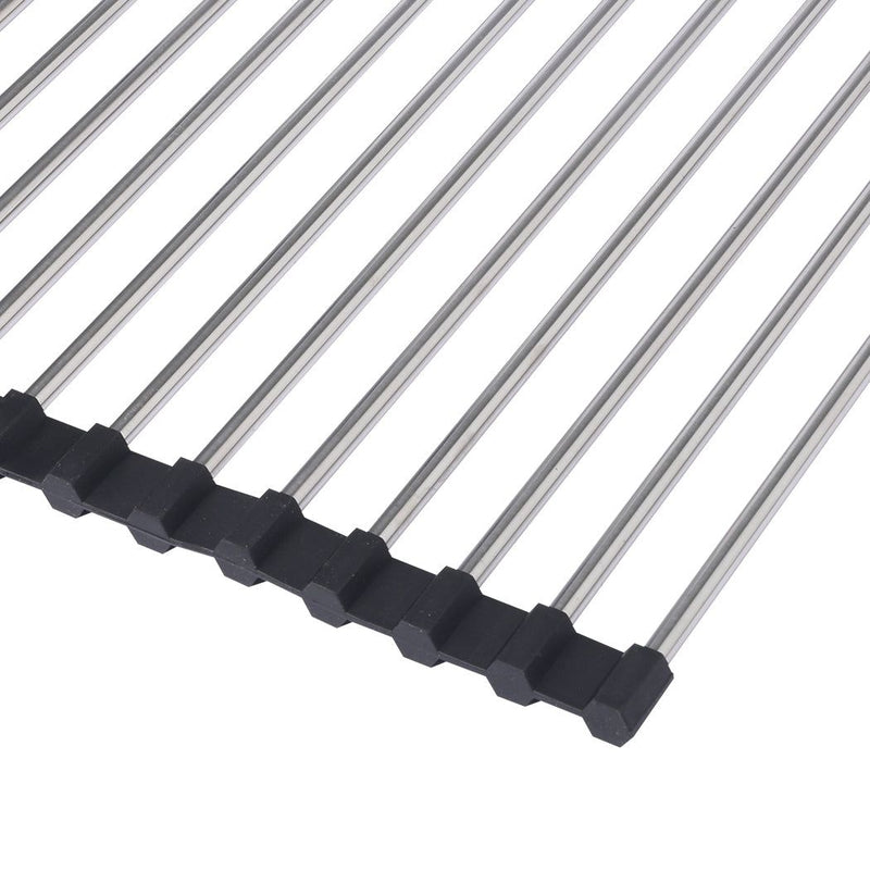 Toque Stainless-Steel Dish Drying Rack Over Sink Kitchen Foldable RollUp Mat