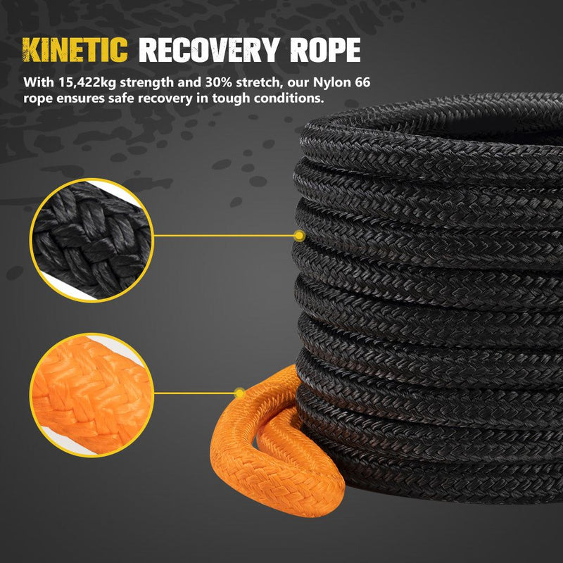 Bunker Indust Recovery Kit 4x4 Kinetic Rope Soft Shackles Winch Dampener Offroad