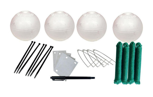 Crab Pot Accessories Kit-4 x 100mm Poly Floats 4 Clips 4 Id Tags 4 Ropes 1 Pen