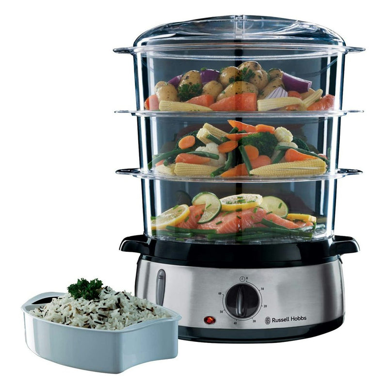 Russell Hobbs RHSTM3 Electric Cook@Home 9L Food Steamer SS 3-Tier Basket Cooker