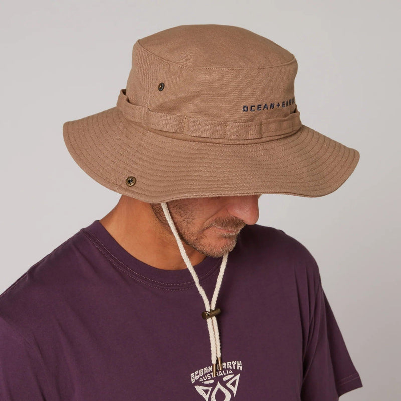 Ocean & Earth Wide Floppy Brim Cotton Canvas Boonie Hat (Stone)