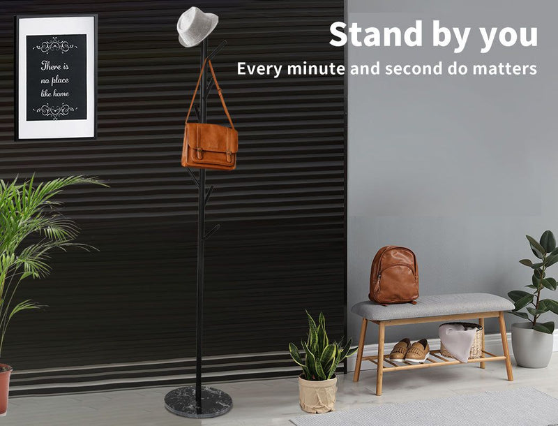 Levede Coat Rack Hat Clothes Stand Hanger Garment Hook Tree Rail Organizer Black
