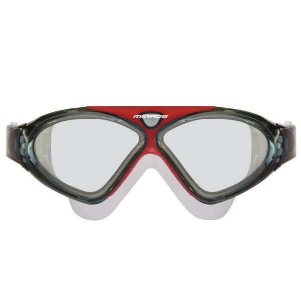 Mirage Lethal Red Adult Oversize Swimming Goggles with Silicone Ear Plugs