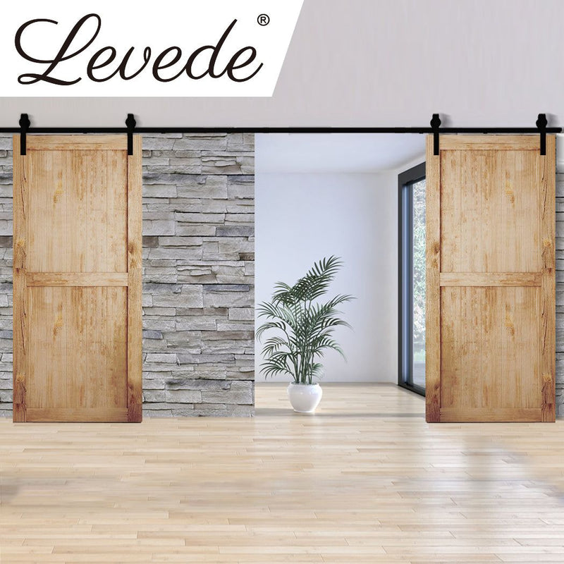 4m Antique Classic Style Double Sliding Barn Door Hardware Track Roller Kit