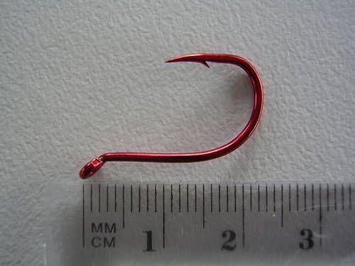 1 Box of Mustad 92554NPNR Big Red Chemically Sharpened Fishing Hooks