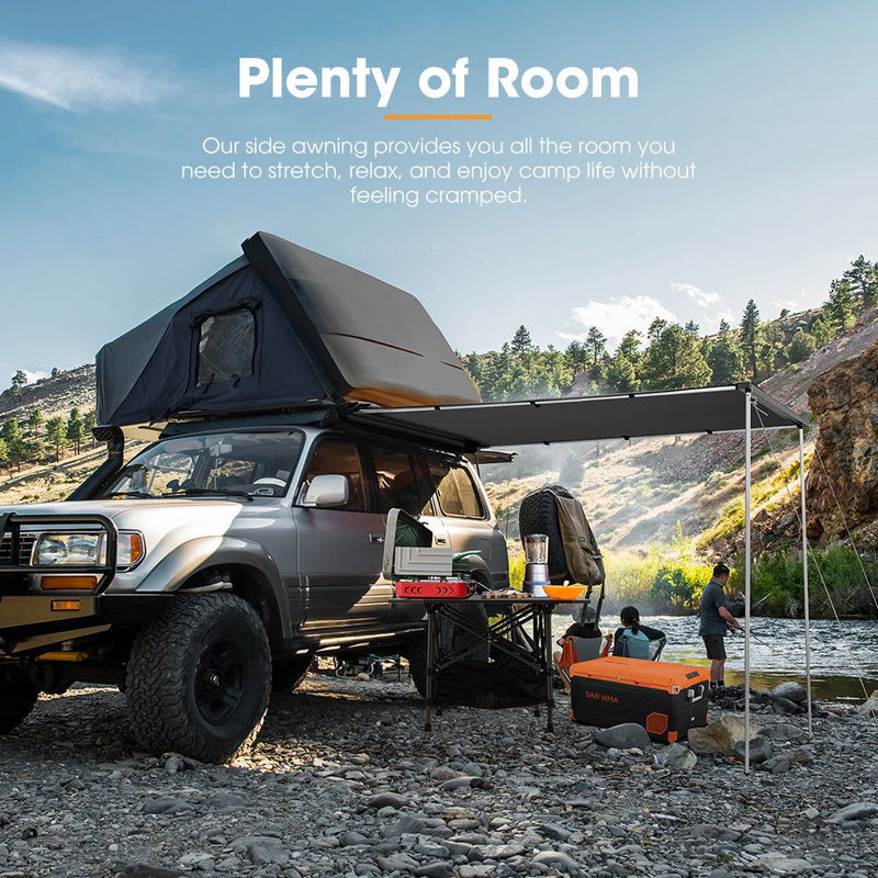 San Hima Car Side Awning Pull-out Telescoping Poles Waterproof Car