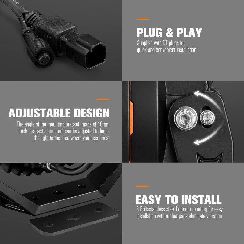 Lightfox Pair 7" Osram LED Driving Lights Round Spotlight Spot DRL Headlight