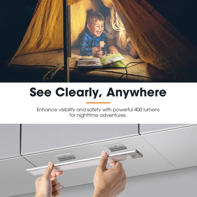 San Hima LED Camping Strip Light White Amber Lamp w/ Rechargeable Battery Sliver