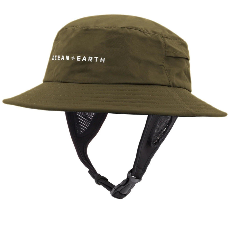 Ocean & Earth Bingin Youth 56cm Soft Peak Surf Hat with Chin Strap (Olive)