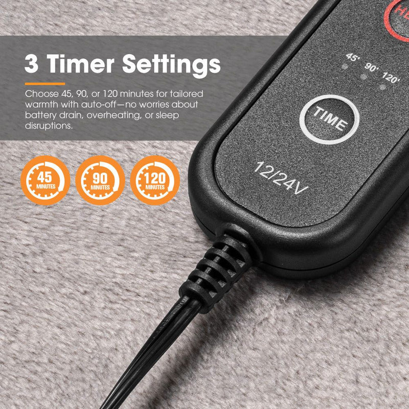 San Hima 12V Electric Blanket with Controller Washable Throw Rug Camping Travel