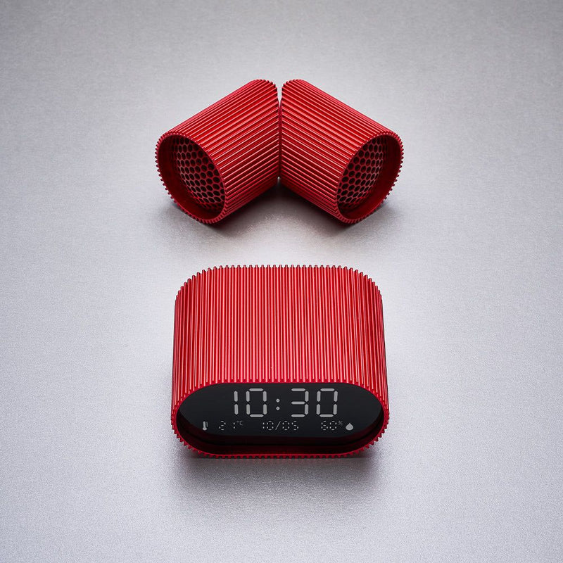 Lexon Ray Clock Lcd Alarm Clock With Temperature / Humidity Display - Red
