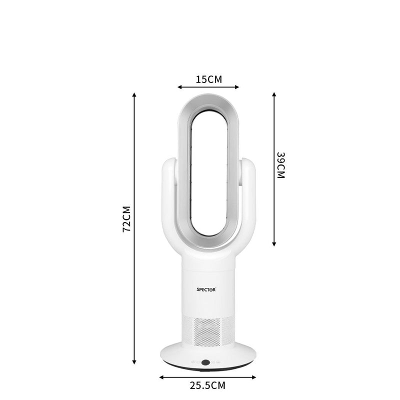 Spector Bladeless Fan Electric Cooler 2 In 1 Air Cool Sleep Timer Remote Control