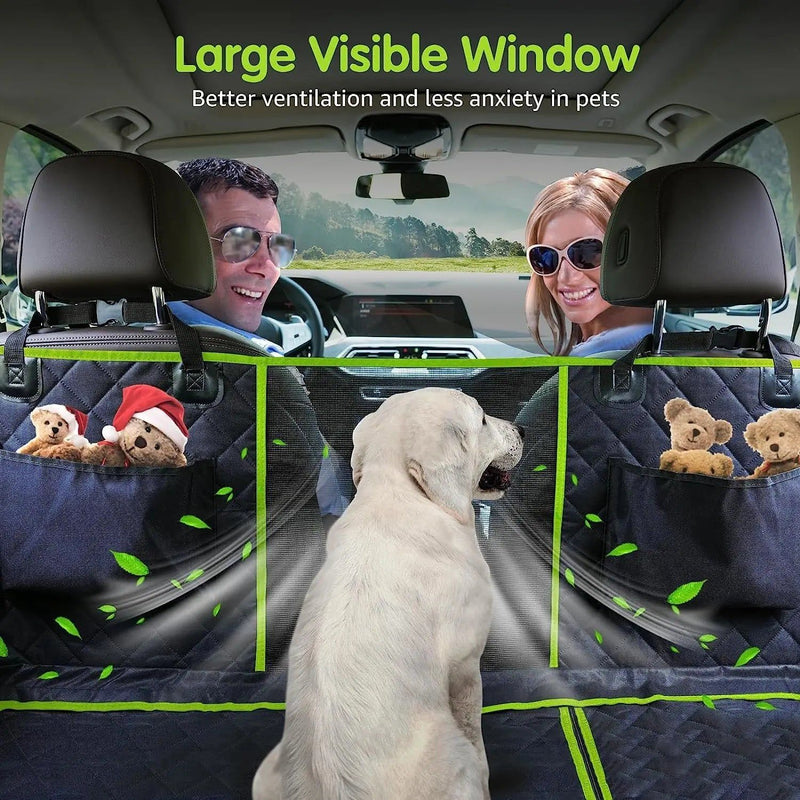 6-in-1 Waterproof Dog Car Seat Cover for Back Seat Hammock Style Green