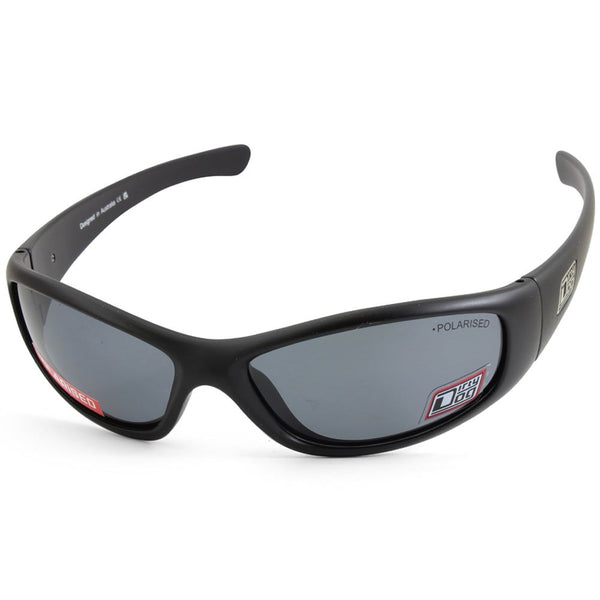 Dirty Dog Buzzer Satin Black/Grey Polarised Men's Wrap Sunglasses