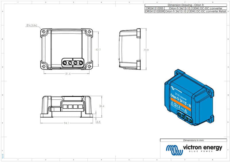 Victron 24V to 12V Orion-Tr 24/12-10A Non-Isolated DC-DC Converter