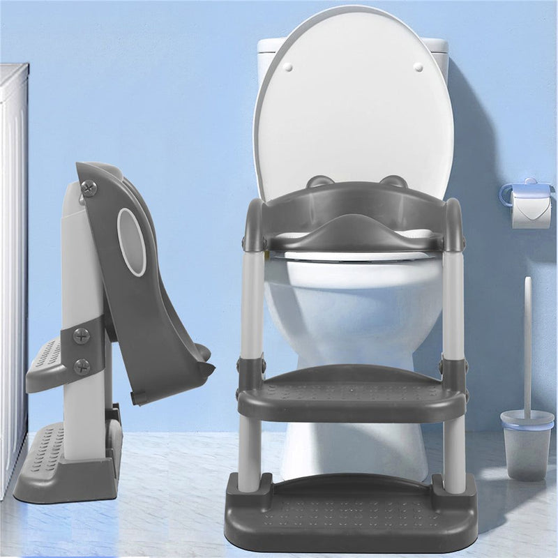 Bopeep Kids Toilet Ladder Toddler Training Step Stool Soft Seat Non Slip Grey