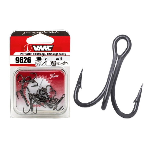 10 Pack of VMC 9626BN Size 3/0 Black Nickel Treble Hooks - 3x Strong Trebles