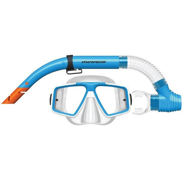 Mirage Voyager Adult Silitex Twin-Lens Mask and Snorkel Set (Blue)