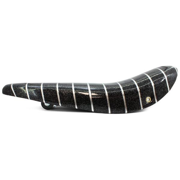 Black Sparkle and Silver Stripe Lowrider Dragster Bike Saddle Seat