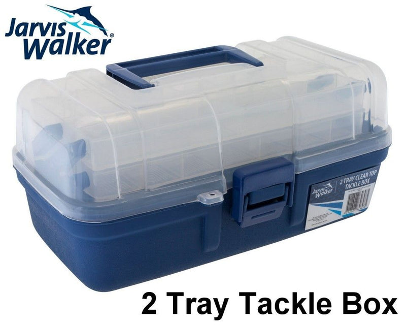 Jarvis Walker 2 Tray Clear Top Fishing Tackle Box - Tackle Storage Box -Tool Box